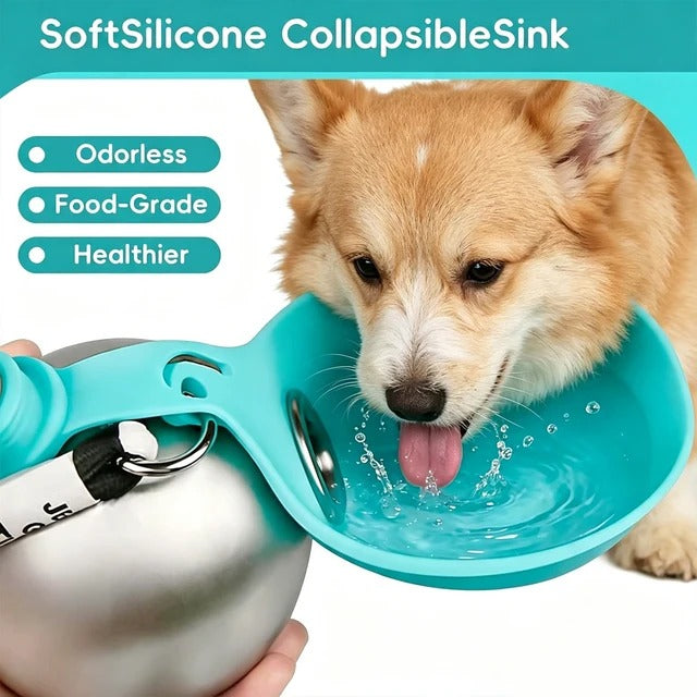NeatPaws Portable Pet Water Bottle with Built-In Bowl for Travel