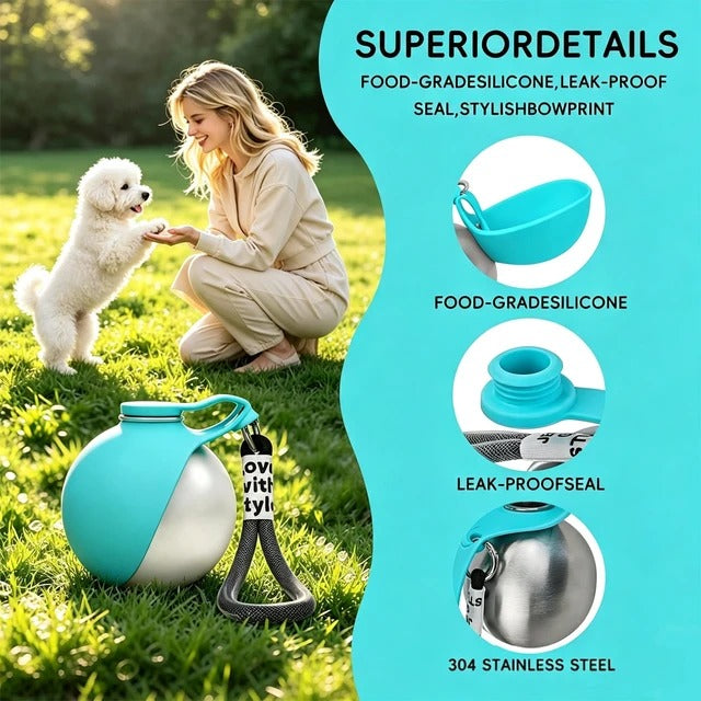 NeatPaws Portable Pet Water Bottle with Built-In Bowl for Travel