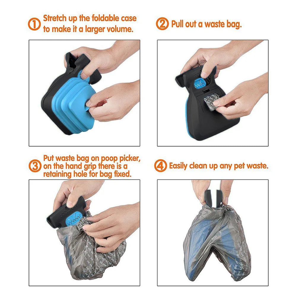 NeatPaws Foldable Dog Pooper Scooper with Waste Bag Dispenser