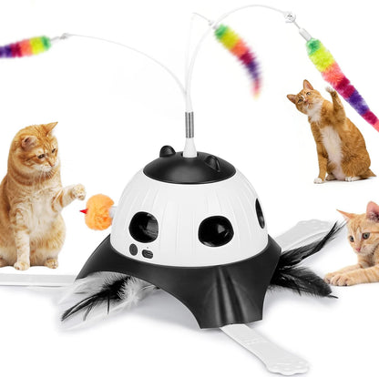 Automatic Cat Toy Interactive Teaser with Whack-A-Mole Electric Rotating Feather Stick for Cats Puzzle Training Pet Supplies