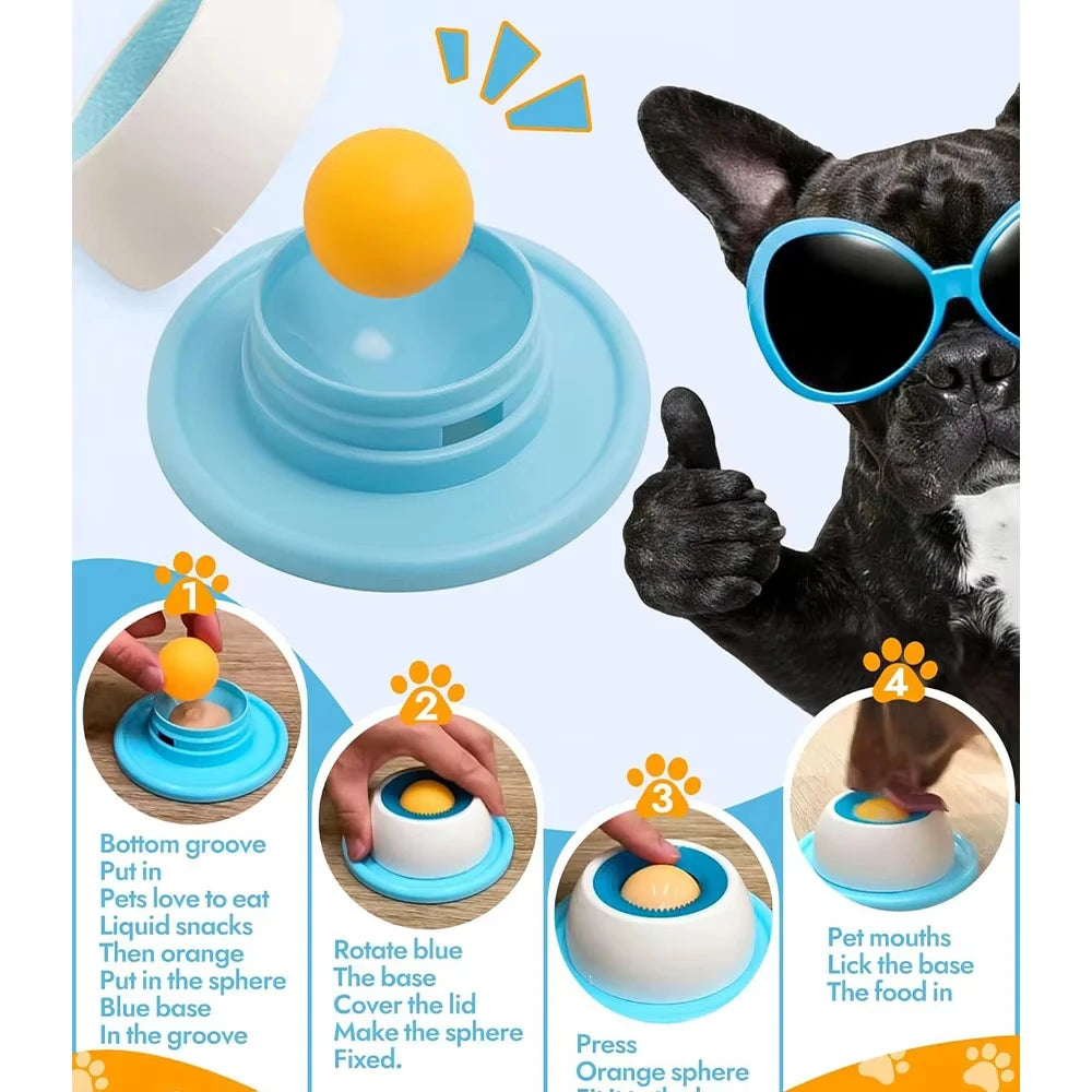 Dog Cat Licking Bowl Pet Licking Toy Slow Food Bowl Non-slip Licking Bowl Lick Toy for Liquid Treats Bone Broth Yogurt