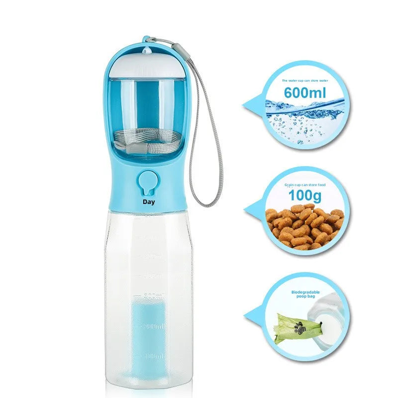 NeatPaws 3-in-1 Portable Pet Water Bottle & Travel Feeder