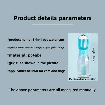 NeatPaws 3-in-1 Portable Pet Water Bottle & Travel Feeder