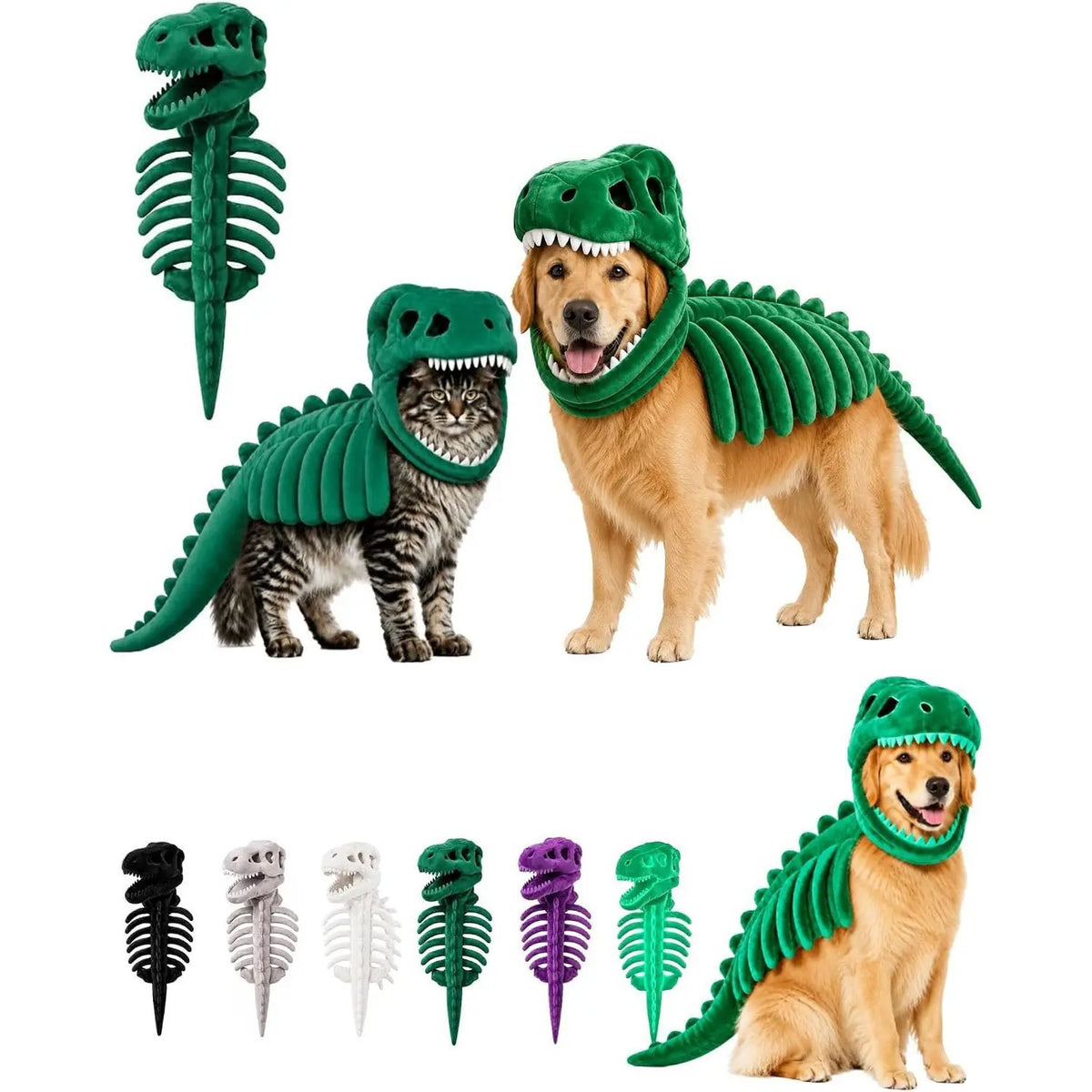 NeatPaws Dinosaur Skeleton Pet Costume – Funny Dog & Cat Outfit