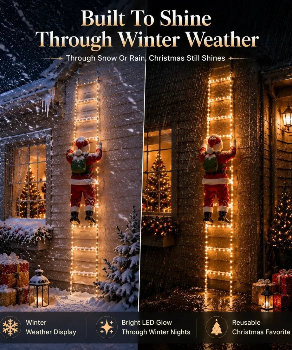 NeatPaws Santa Claus Climbing Ladder Christmas LED Lights