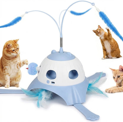 Automatic Cat Toy Interactive Teaser with Whack-A-Mole Electric Rotating Feather Stick for Cats Puzzle Training Pet Supplies