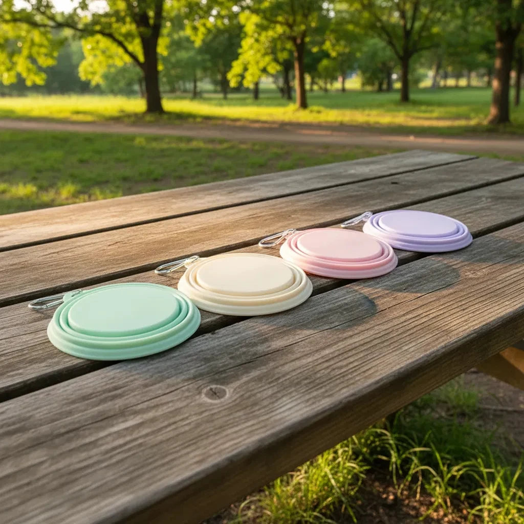 NeatPaws Collapsible Pet Travel Bowl with Hanging Clip