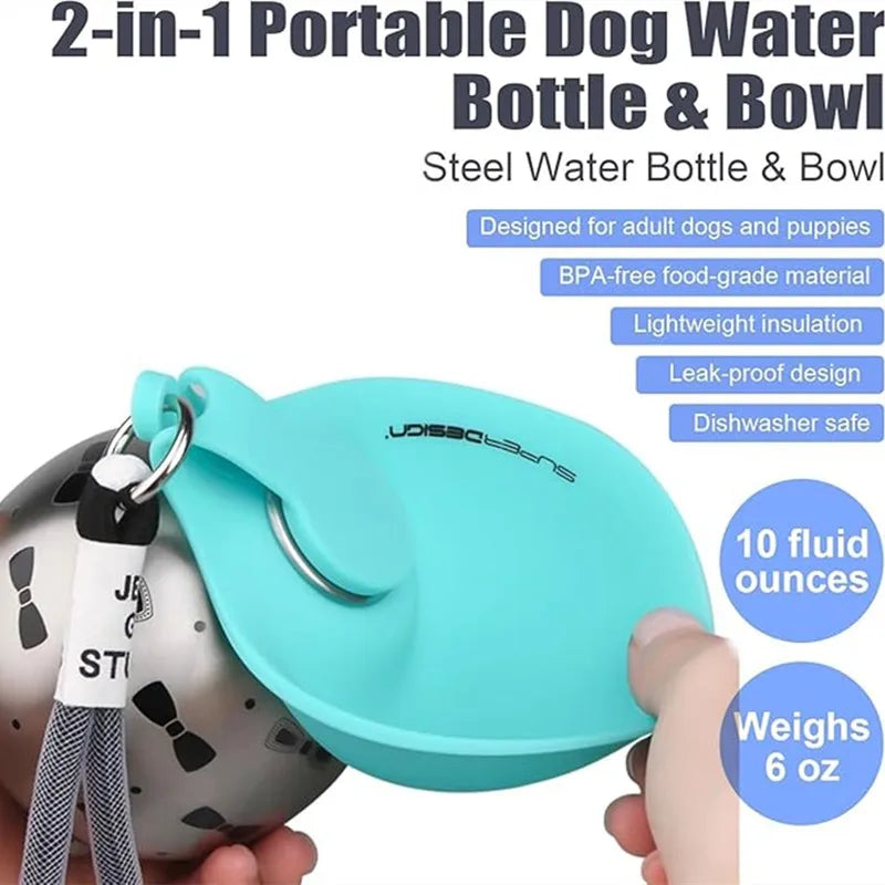 NeatPaws Portable Pet Water Bottle with Built-In Bowl for Travel