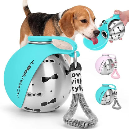 NeatPaws Portable Pet Water Bottle with Built-In Bowl for Travel