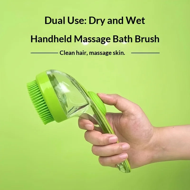 NeatPaws Long Handle Pet Bath Brush & Massage Grooming Tool