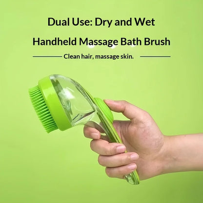 NeatPaws Long Handle Pet Bath Brush & Massage Grooming Tool