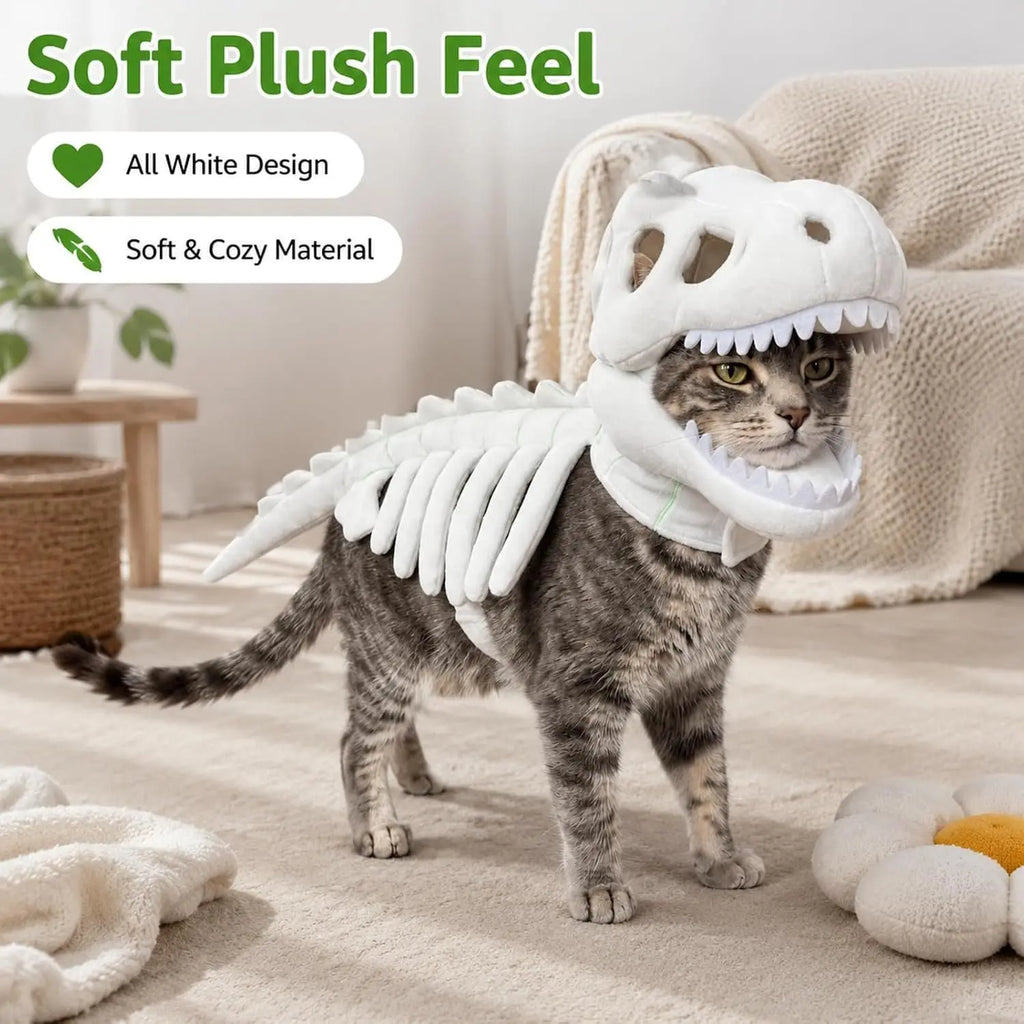 NeatPaws Dinosaur Skeleton Pet Costume – Funny Dog & Cat Outfit