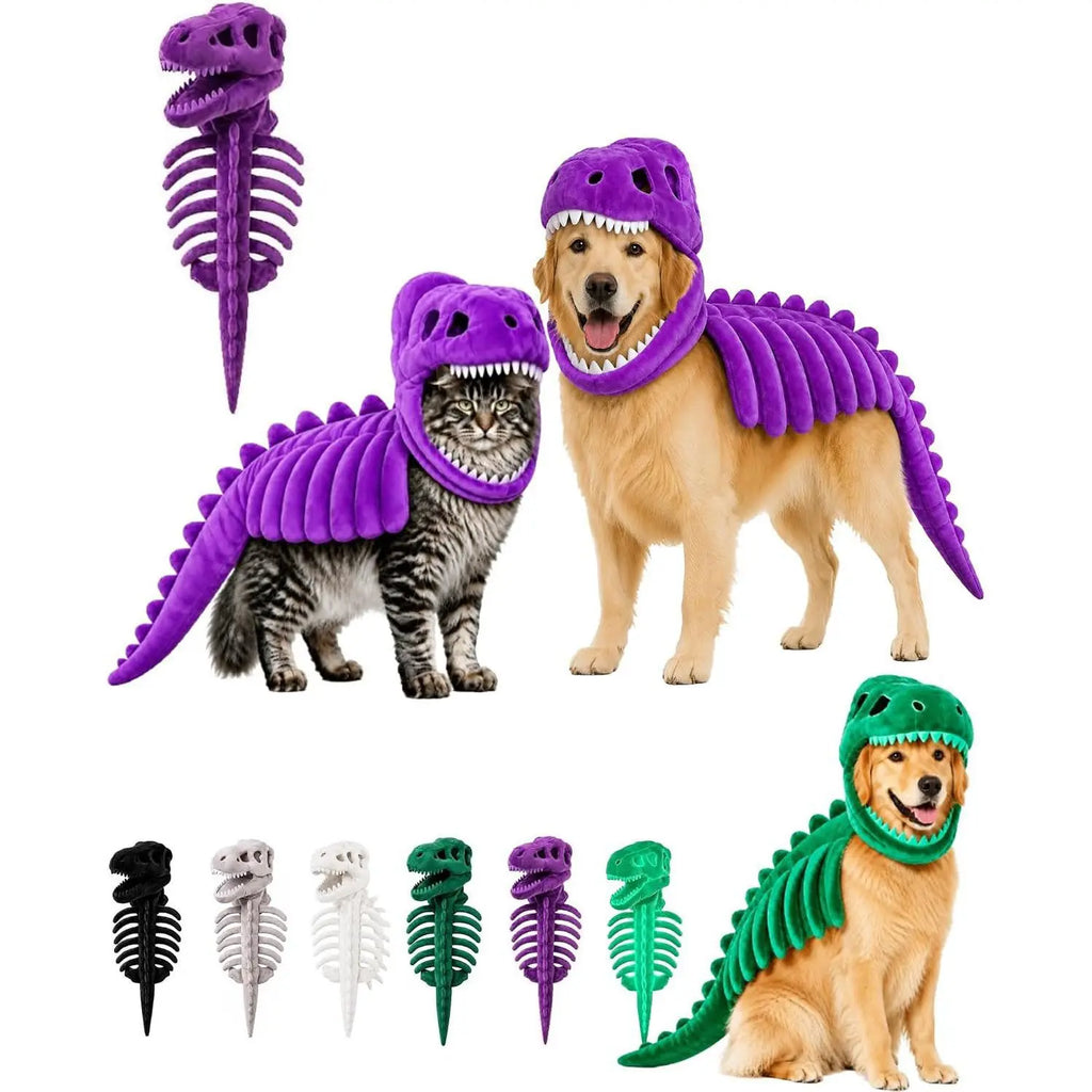 NeatPaws Dinosaur Skeleton Pet Costume – Funny Dog & Cat Outfit