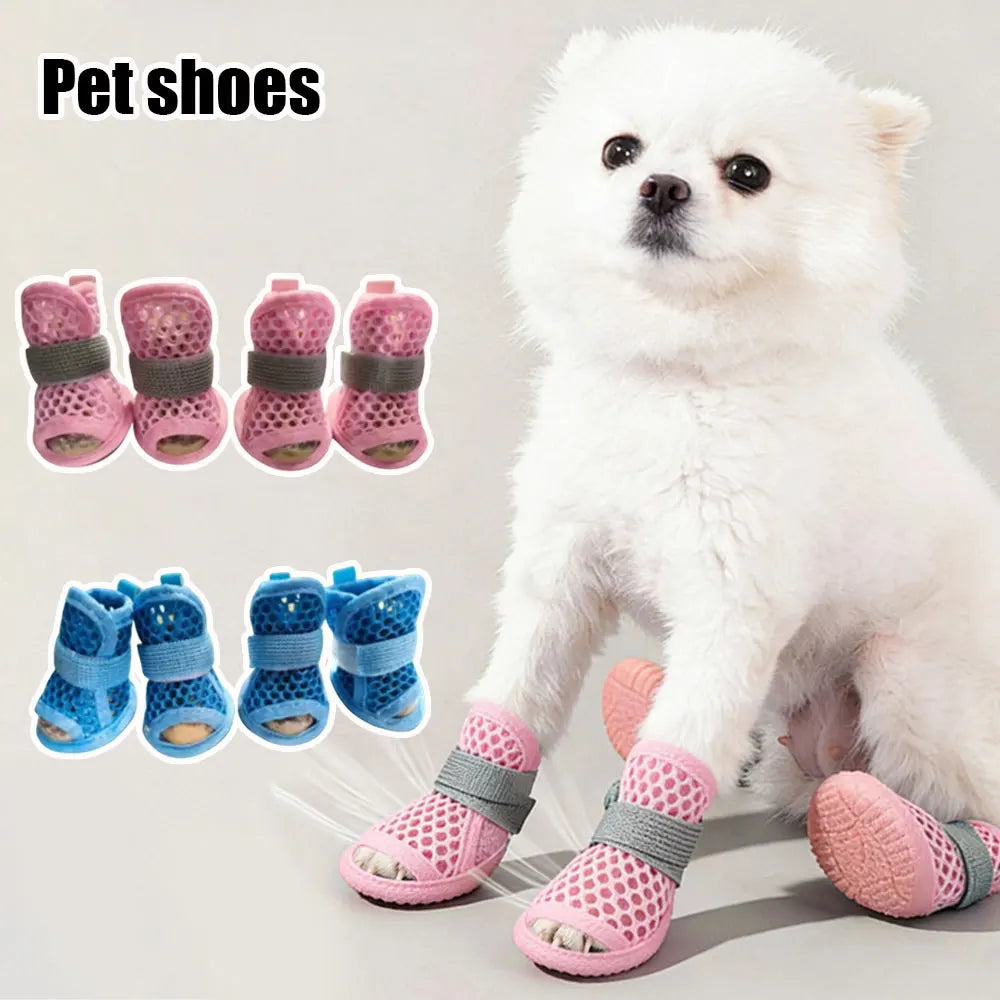NeatPaws 4-Pack Breathable Mesh Dog Shoes with Non-Slip Sole