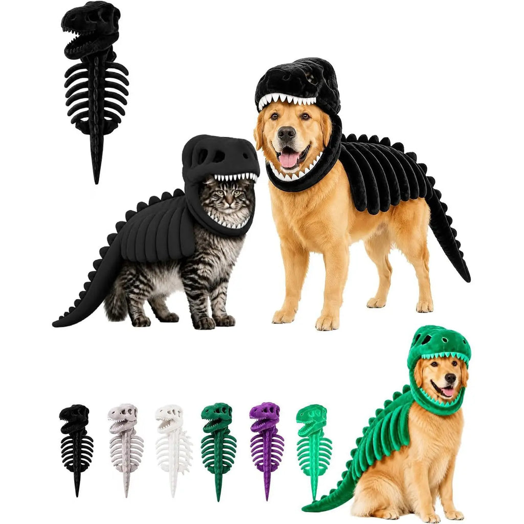 NeatPaws Dinosaur Skeleton Pet Costume – Funny Dog & Cat Outfit