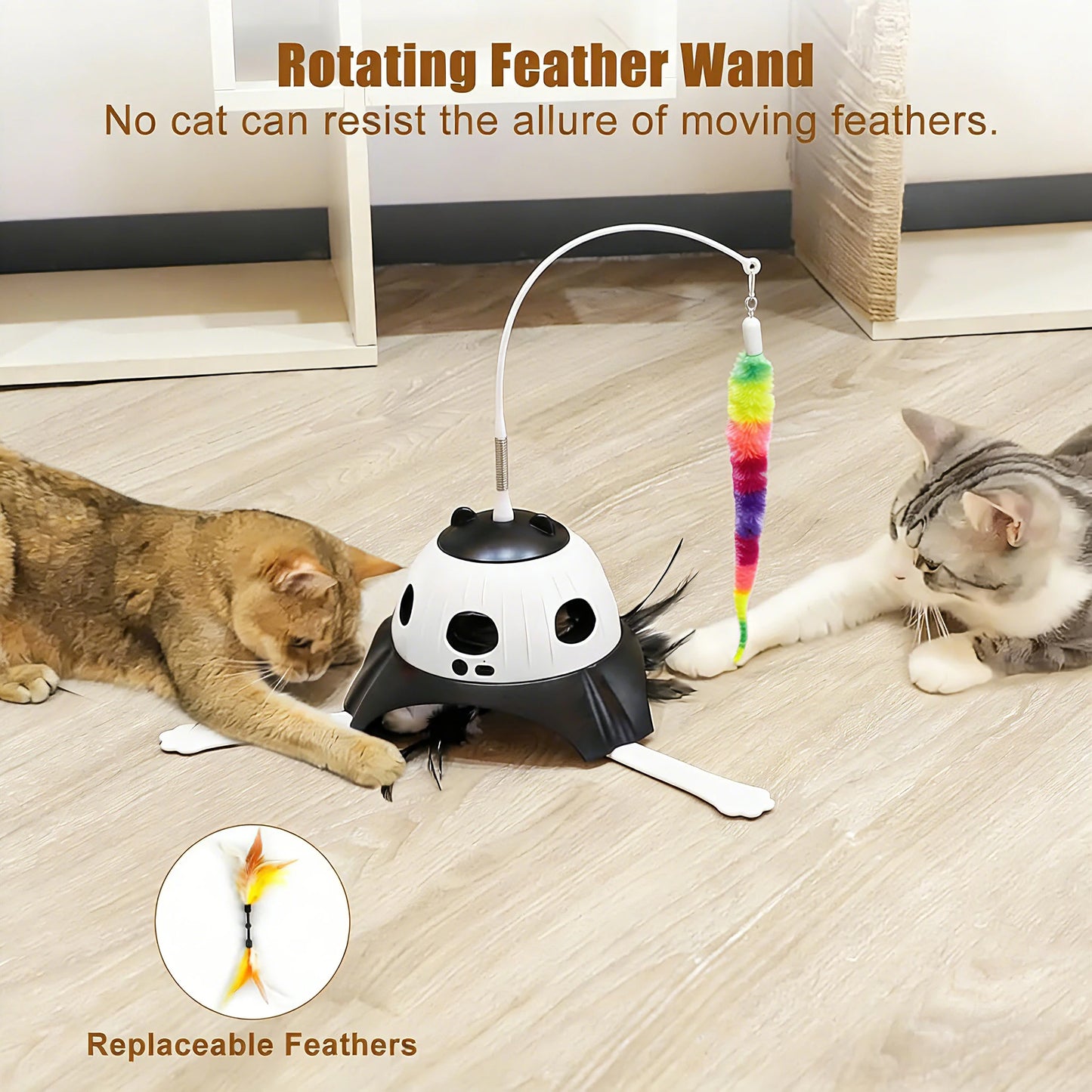 Automatic Cat Toy Interactive Teaser with Whack-A-Mole Electric Rotating Feather Stick for Cats Puzzle Training Pet Supplies