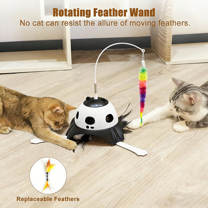Automatic Cat Toy Interactive Teaser with Whack-A-Mole Electric Rotating Feather Stick for Cats Puzzle Training Pet Supplies