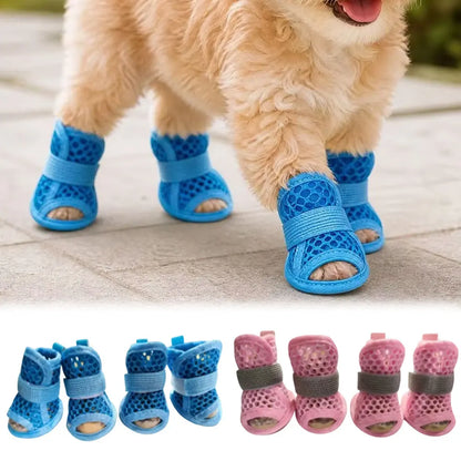 NeatPaws 4-Pack Breathable Mesh Dog Shoes with Non-Slip Sole