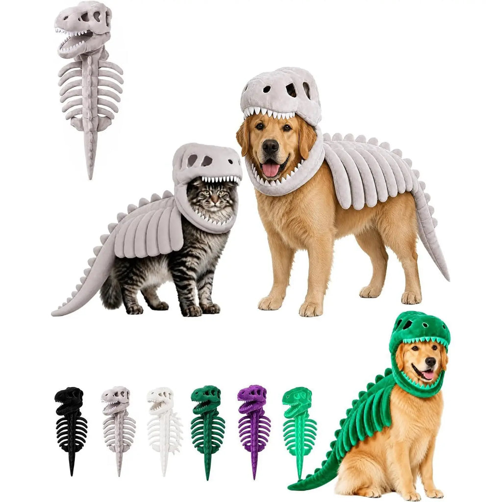 NeatPaws Dinosaur Skeleton Pet Costume – Funny Dog & Cat Outfit