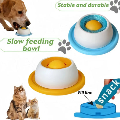 Dog Cat Licking Bowl Pet Licking Toy Slow Food Bowl Non-slip Licking Bowl Lick Toy for Liquid Treats Bone Broth Yogurt