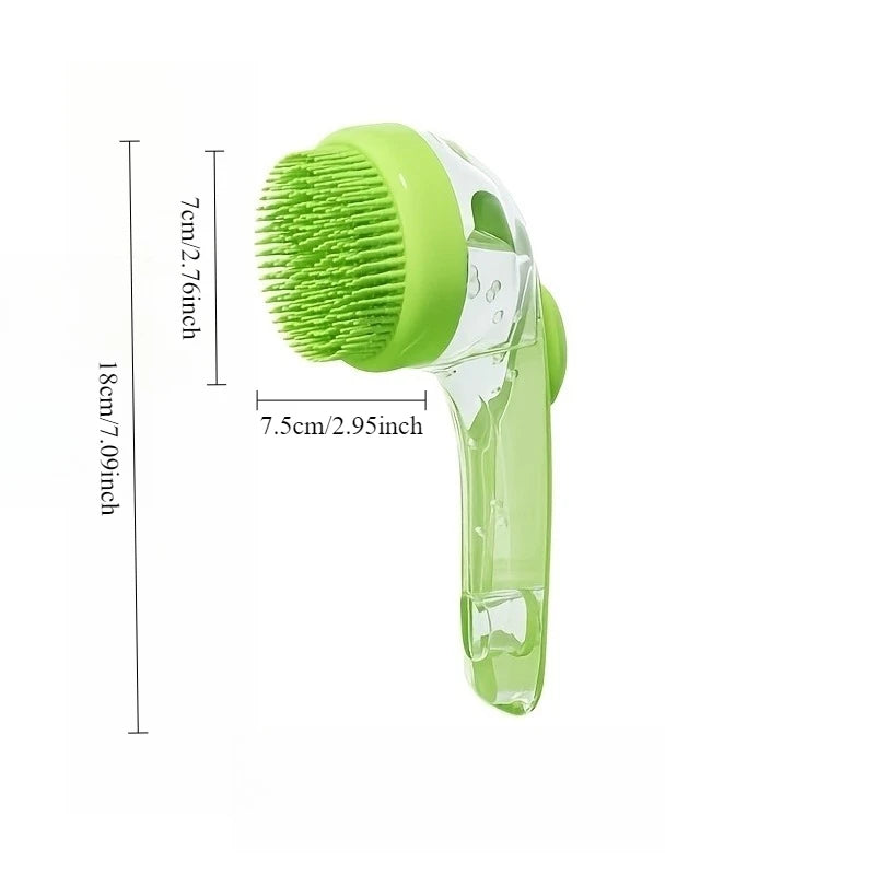 NeatPaws Long Handle Pet Bath Brush & Massage Grooming Tool
