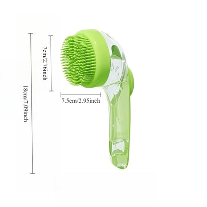 NeatPaws Long Handle Pet Bath Brush & Massage Grooming Tool