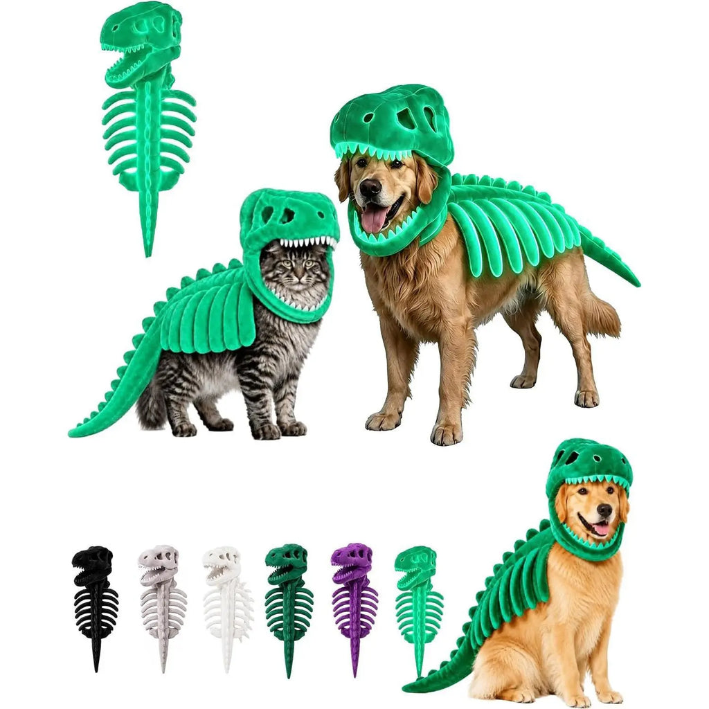 NeatPaws Dinosaur Skeleton Pet Costume – Funny Dog & Cat Outfit