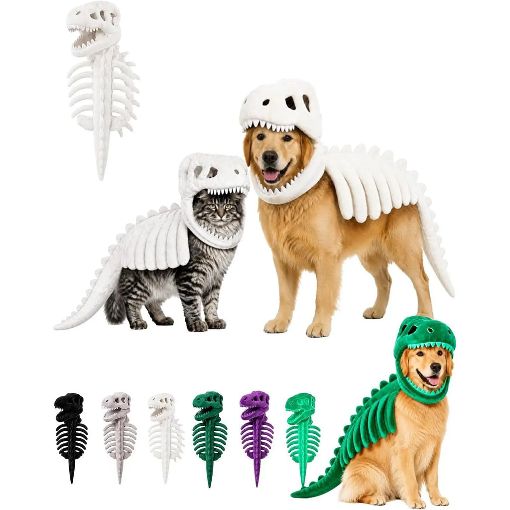 NeatPaws Dinosaur Skeleton Pet Costume – Funny Dog & Cat Outfit