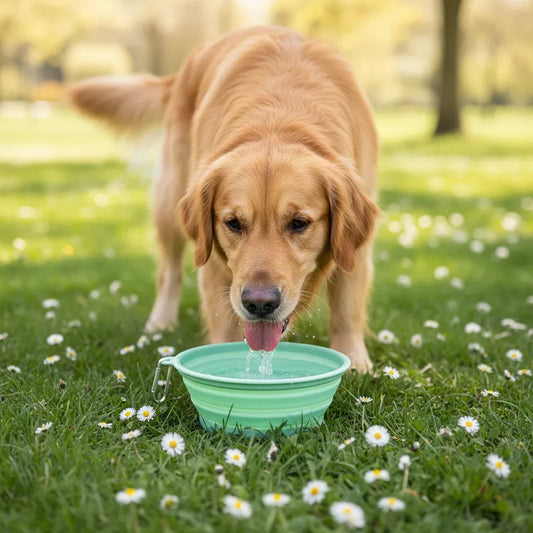NeatPaws Collapsible Pet Travel Bowl with Hanging Clip