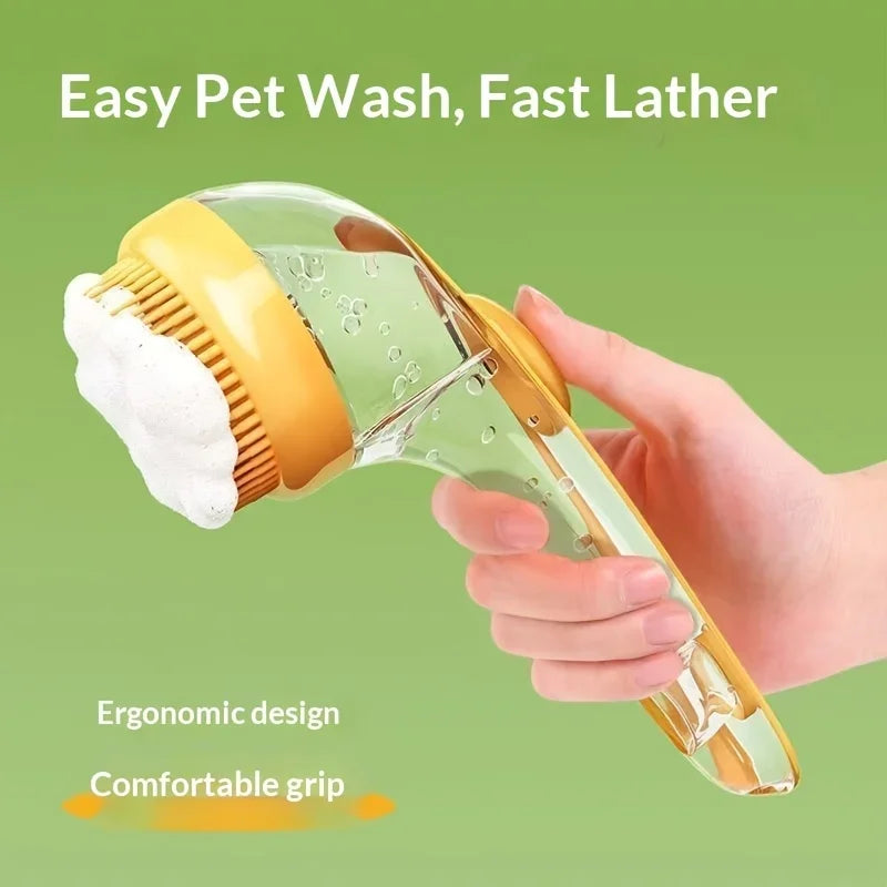 NeatPaws Long Handle Pet Bath Brush & Massage Grooming Tool