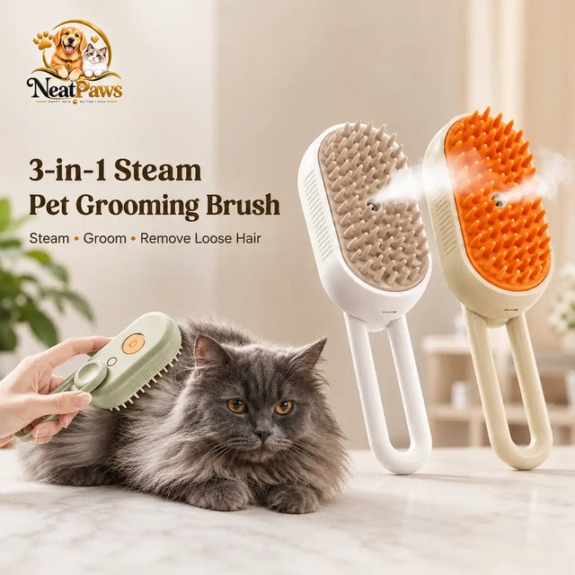 NeatPaws 3-in-1 Steam Pet Grooming Brush & Hair Remover