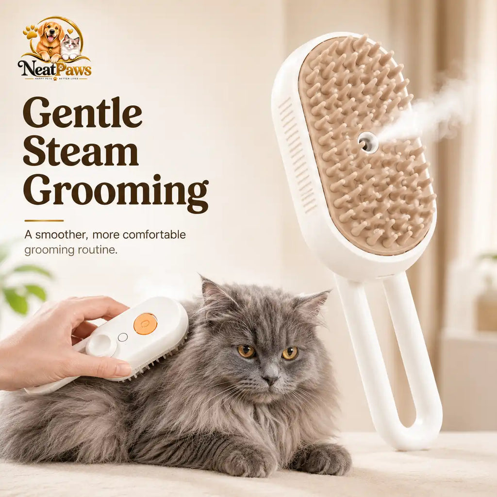 NeatPaws 3-in-1 Steam Pet Grooming Brush & Hair Remover