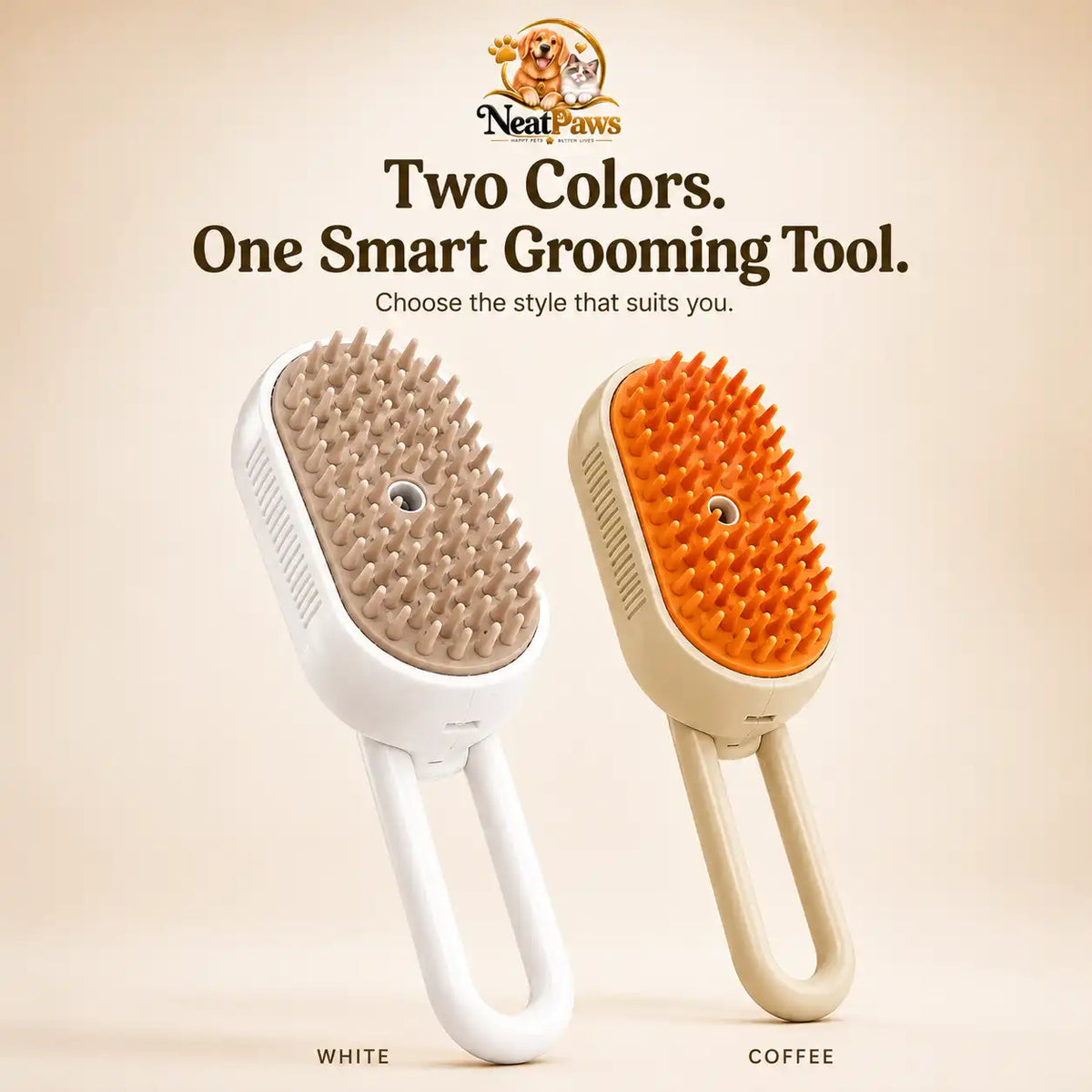 NeatPaws 3-in-1 Steam Pet Grooming Brush & Hair Remover
