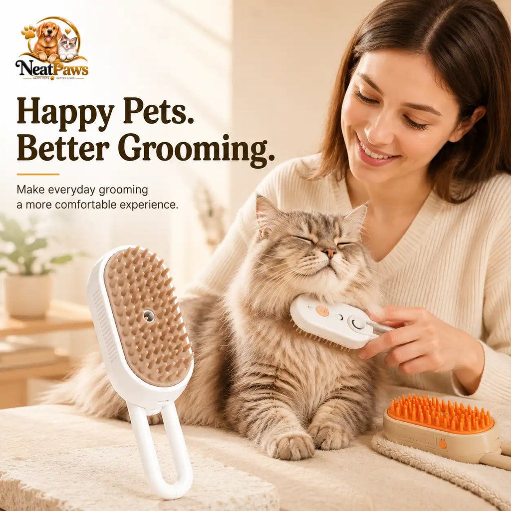 NeatPaws 3-in-1 Steam Pet Grooming Brush & Hair Remover